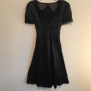 Marc Jacobs Black Satin Short Sleeve Mini Dress